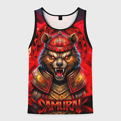 Майка-безрукавка мужская Агрессивный медведь самурай, цвет: 3D-черный