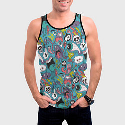 Майка-безрукавка мужская Тьфу ты монстры, цвет: 3D-черный — фото 2