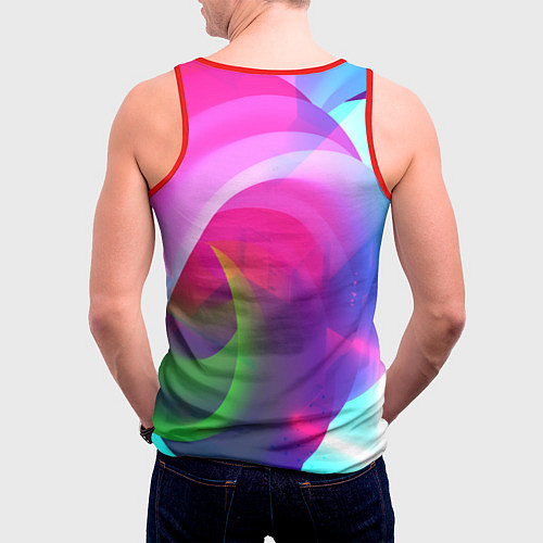 Мужская майка без рукавов Неоновая абстракция градиент / 3D-Красный – фото 4