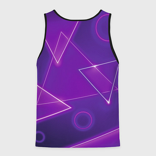 Мужская майка без рукавов Неоновые треугольники - геометрический паттерн / 3D-Черный – фото 2