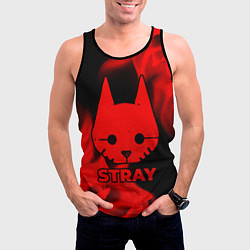 Майка-безрукавка мужская Stray - red gradient, цвет: 3D-черный — фото 2