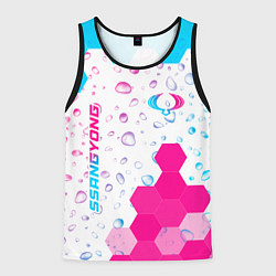 Майка-безрукавка мужская SsangYong neon gradient style вертикально, цвет: 3D-черный