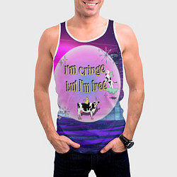 Майка-безрукавка мужская Кринж свобода на белом фоне, цвет: 3D-белый — фото 2