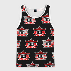 Майка-безрукавка мужская Буддистские символы - японские атрибуты, цвет: 3D-белый