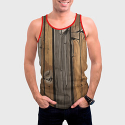 Майка-безрукавка мужская Old boards, цвет: 3D-красный — фото 2