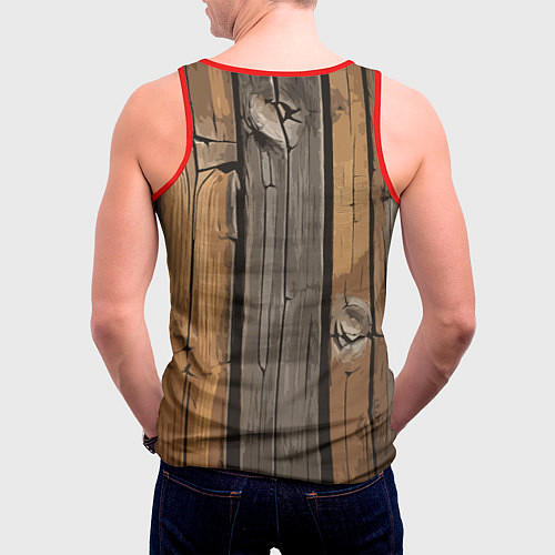 Мужская майка без рукавов Old boards / 3D-Красный – фото 4