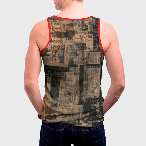 Мужская майка без рукавов Девчонка на фоне газетных вырезок / 3D-Красный – фото 4