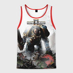 Майка-безрукавка мужская Warhammer 40000 space marine 2 poster, цвет: 3D-красный