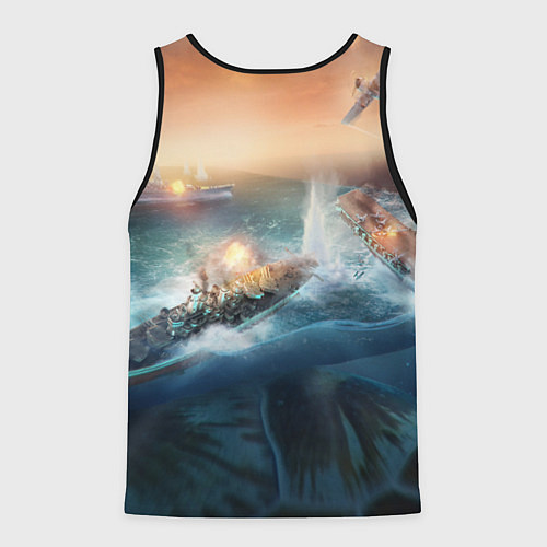 Мужская майка без рукавов Warthunder морская битва / 3D-Черный – фото 2