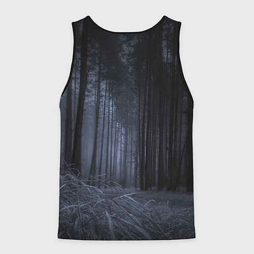 Мужская майка без рукавов Крестный котец в лесу / 3D-Черный – фото 2