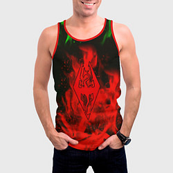 Майка-безрукавка мужская Skyrim fire steel, цвет: 3D-красный — фото 2
