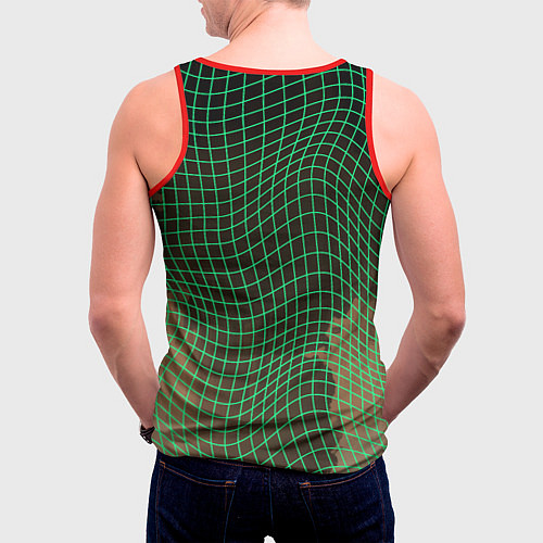Мужская майка без рукавов Тыквенный Джек в неоновой сетке / 3D-Красный – фото 4