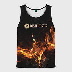 Майка-безрукавка мужская Deadlock logo на фоне огня, цвет: 3D-черный