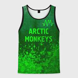 Майка-безрукавка мужская Arctic Monkeys - green gradient посередине, цвет: 3D-черный