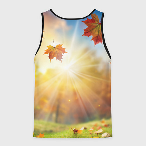 Мужская майка без рукавов Рыжая лисичка осенью / 3D-Черный – фото 2