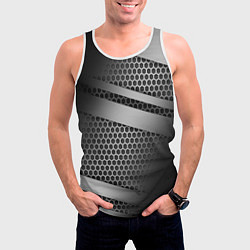 Майка-безрукавка мужская Карбоновая текстура хром, цвет: 3D-белый — фото 2
