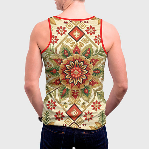 Мужская майка без рукавов Стиль советского ковра узоры и орнамент / 3D-Красный – фото 4