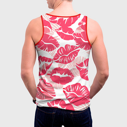 Мужская майка без рукавов Романтический отпечаток помады игривый макияж / 3D-Красный – фото 4