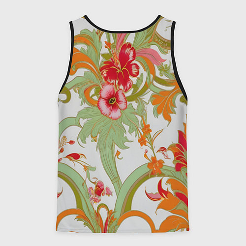 Мужская майка без рукавов Яркий цветочный узор / 3D-Черный – фото 2