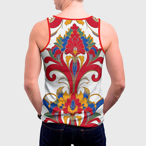 Мужская майка без рукавов Яркий алый узор / 3D-Красный – фото 4