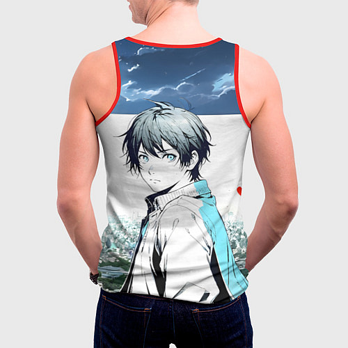 Мужская майка без рукавов Аниме город / 3D-Красный – фото 4