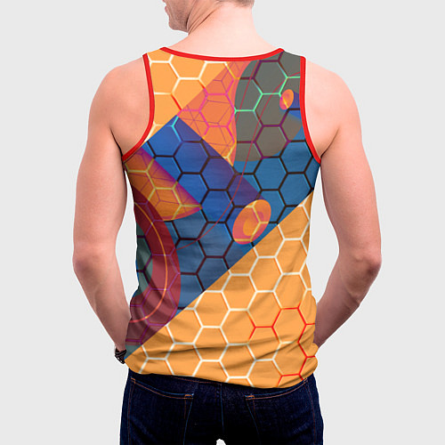 Мужская майка без рукавов Half life hexagon steel / 3D-Красный – фото 4