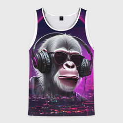 Майка-безрукавка мужская DJ monkey - Neon city, цвет: 3D-белый