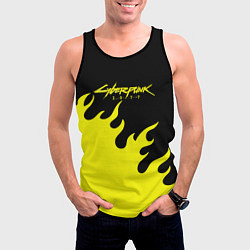 Майка-безрукавка мужская Cyberpunk 2077 желтый fire, цвет: 3D-черный — фото 2