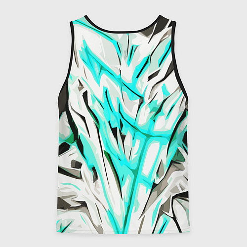 Мужская майка без рукавов Чёрно-голубая агрессивная абстракция на белом фоне / 3D-Черный – фото 2