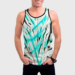 Майка-безрукавка мужская Чёрно-голубая агрессивная абстракция на белом фоне, цвет: 3D-черный — фото 2