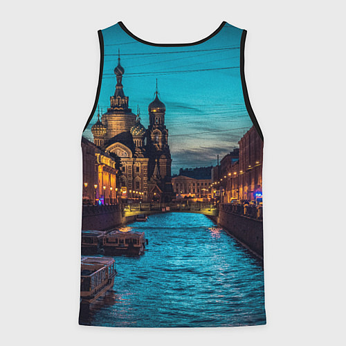 Мужская майка без рукавов Санкт-Петербург ночью / 3D-Черный – фото 2