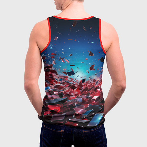 Мужская майка без рукавов Осколки плит в движении / 3D-Красный – фото 4