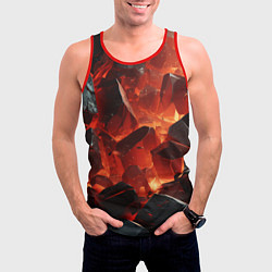 Майка-безрукавка мужская Текстура черных камней, цвет: 3D-красный — фото 2