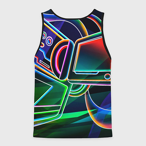 Мужская майка без рукавов Неоновая психоделика геймер / 3D-Черный – фото 2
