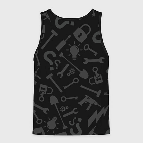 Мужская майка без рукавов Привет сосед на фоне замков / 3D-Черный – фото 2