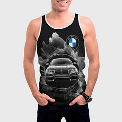 Майка-безрукавка мужская BMW абстрактный дым, цвет: 3D-белый — фото 2