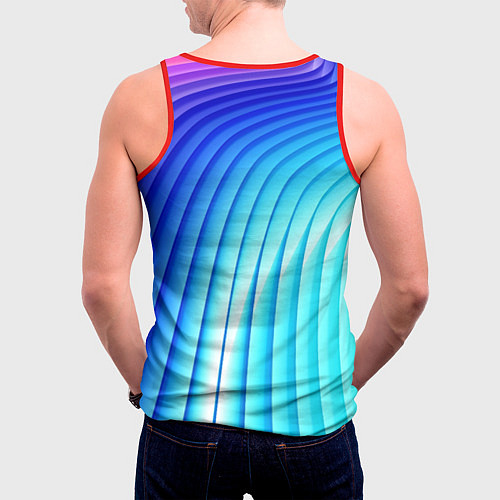 Мужская майка без рукавов Полосы неоновый градиент / 3D-Красный – фото 4