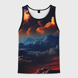 Майка-безрукавка мужская Разноцветные акварельные облака, цвет: 3D-черный