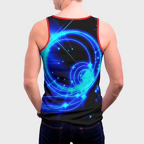 Мужская майка без рукавов Оптические синие волны / 3D-Красный – фото 4