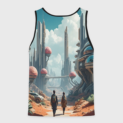 Мужская майка без рукавов Планета фантастика / 3D-Черный – фото 2