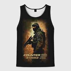 Майка-безрукавка мужская Counter strike спецназовец, цвет: 3D-черный