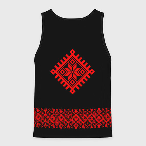 Мужская майка без рукавов Символ родноверия и вышивной узор / 3D-Черный – фото 2