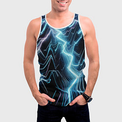 Майка-безрукавка мужская Разряд молнии - неоновое свечение, цвет: 3D-белый — фото 2