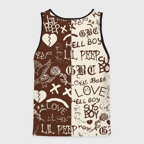 Мужская майка без рукавов Lil peep retro pattern / 3D-Черный – фото 2