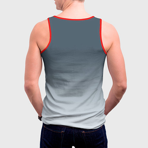 Мужская майка без рукавов Красивая блондинка в маске - киберпанк / 3D-Красный – фото 4