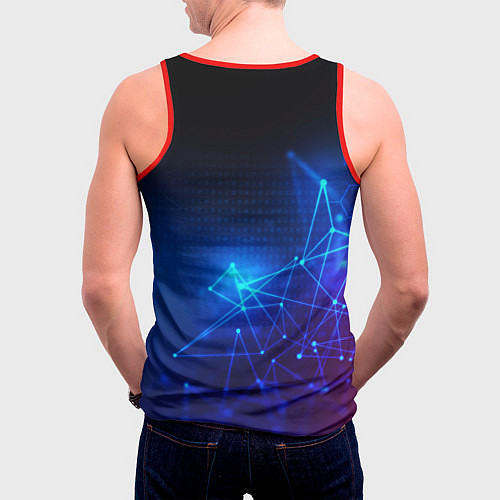 Мужская майка без рукавов Герб РФ абстракция текстура / 3D-Красный – фото 4