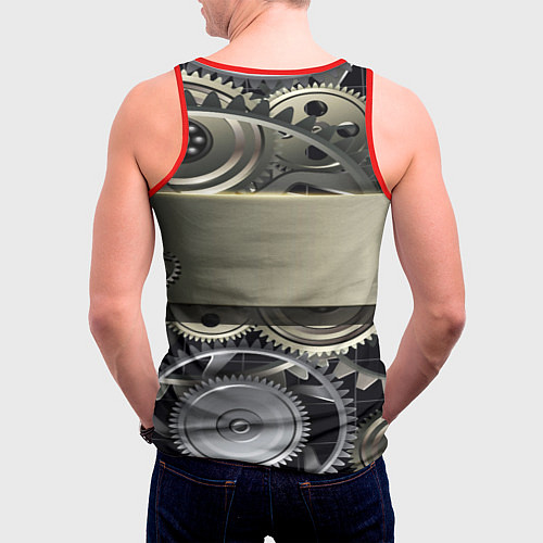 Мужская майка без рукавов FIAT logo motors / 3D-Красный – фото 4