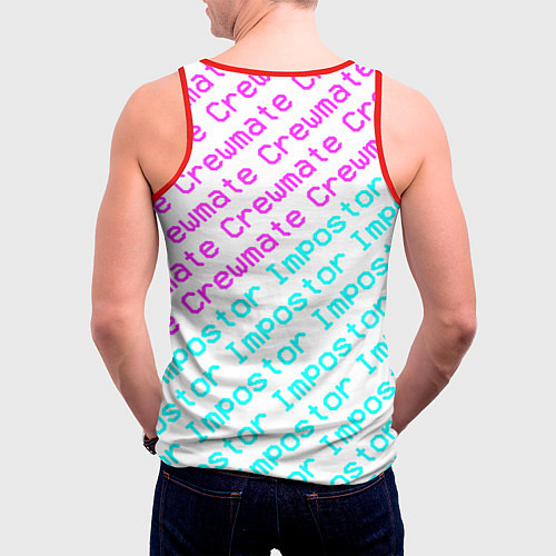Мужская майка без рукавов Among us pattern steel / 3D-Красный – фото 4