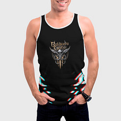 Майка-безрукавка мужская Baldurs Gate glitch geometry, цвет: 3D-белый — фото 2