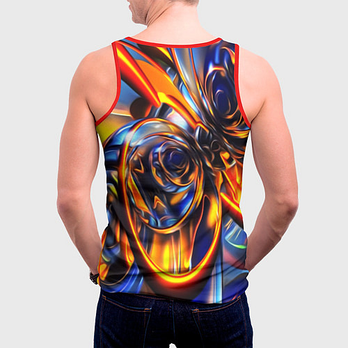 Мужская майка без рукавов Жидкие краски фрактал / 3D-Красный – фото 4